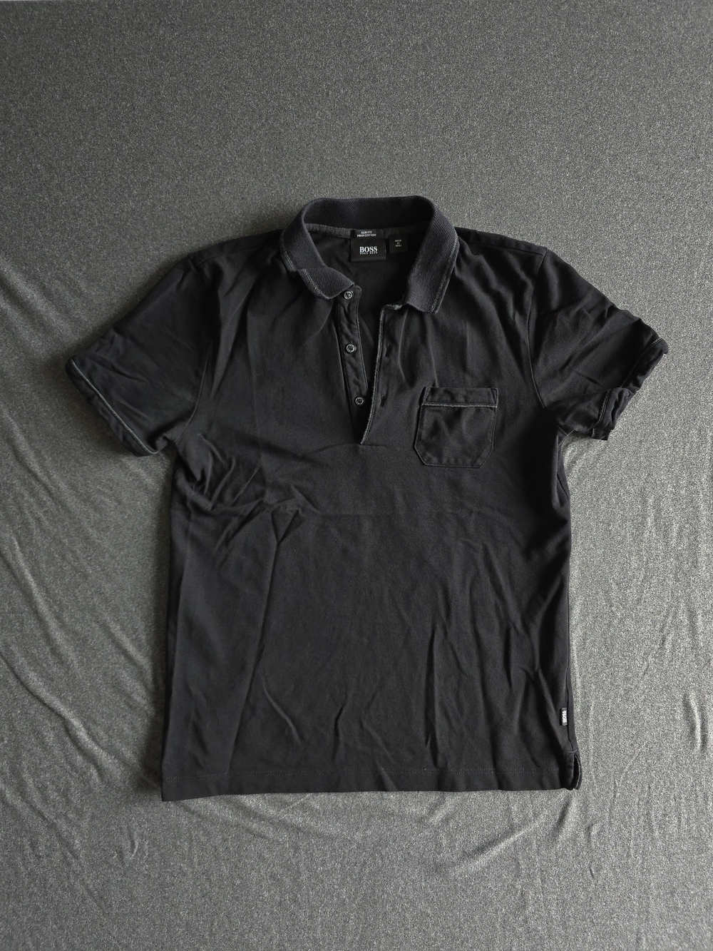 Boss Hugo Pima Cotton Polo Shirt Men's Size Medium Black Slim Fit Short Sleeve